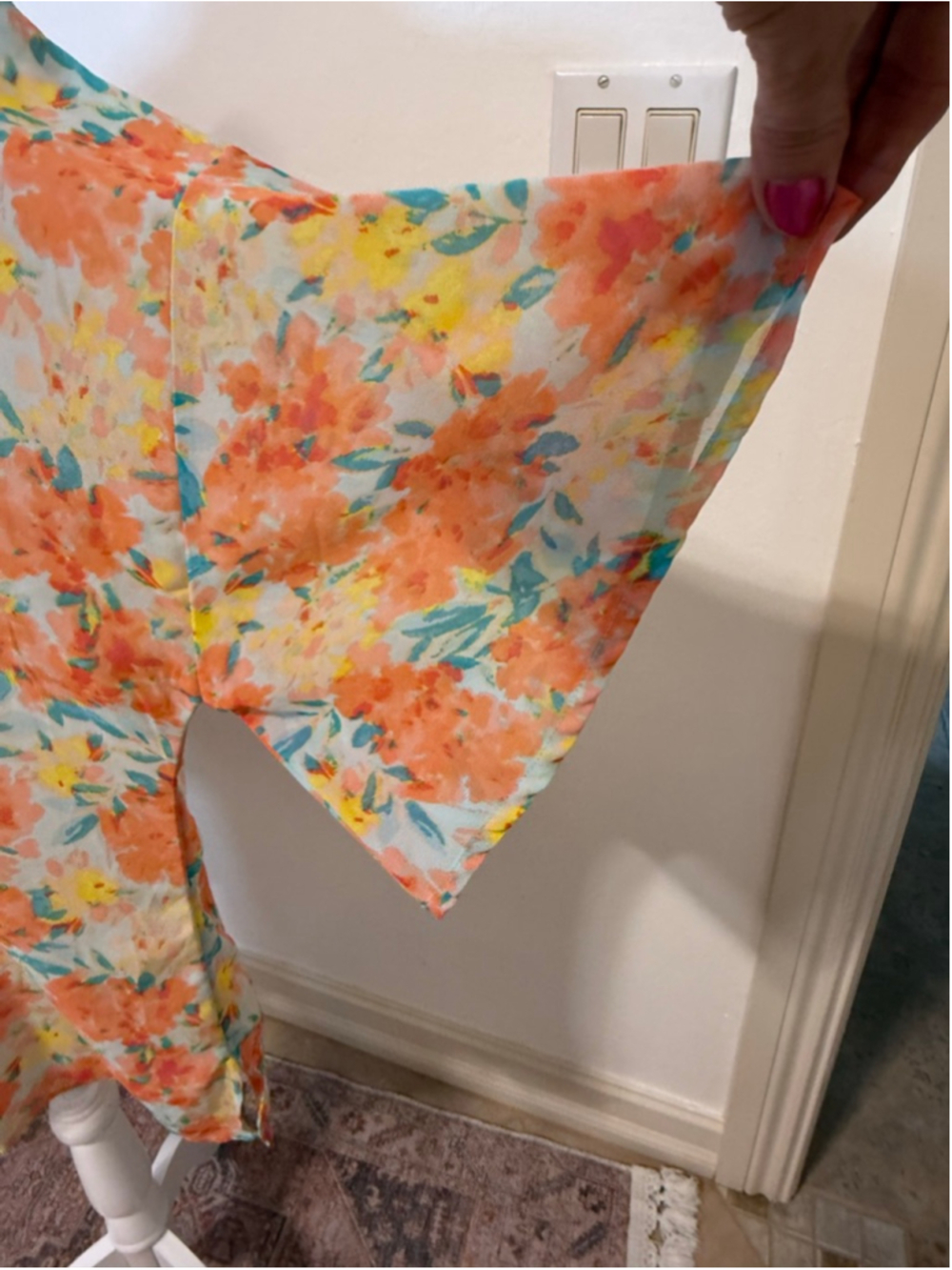 Jason Wu Floral Embroidered Blouse L Orange Yellow, beaded, dolman, flowy - Picture 3 of 9